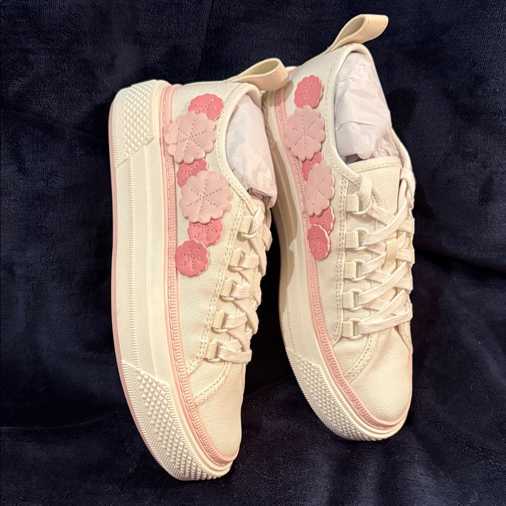 Dolce Vita Cream and Pink Floral Sneakers